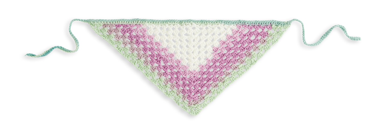 Finished Classic Crochet Hair Bandana Flat Layout